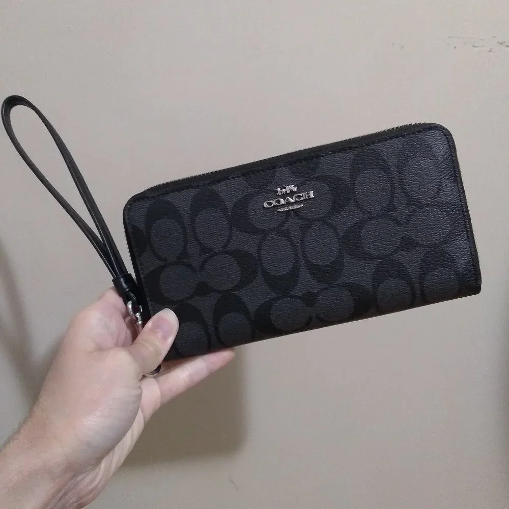 Coach Signature Long Zip Around Wallet
